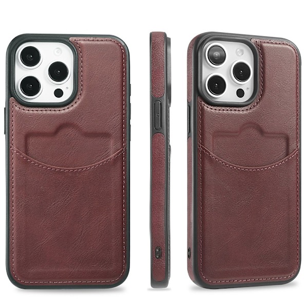 iPhone 15 Pro Leman Kortfodral - Smart & Elegant Vinröd
