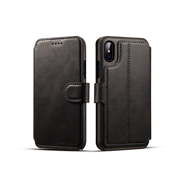 Praktiskt Fodral med Plånbok - iPhone X/XS (PU-Läder) Svart