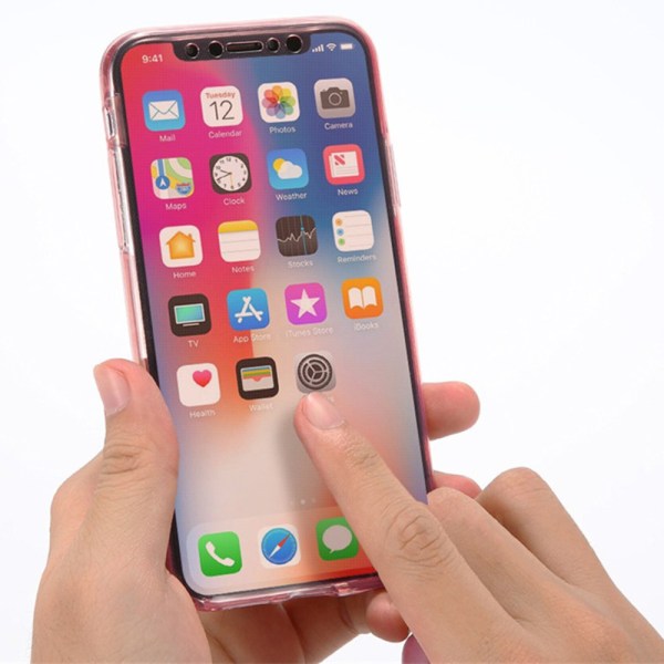 Tv�delat Silikonskal med TOUCHFUNKTION - iPhone XS Max Rosa