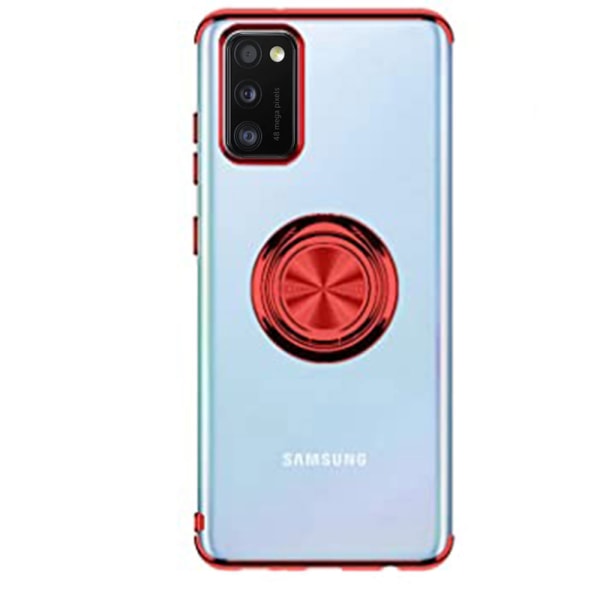 Samsung Galaxy A41 - Praktiskt Skyddande Skal med Ringh�llare Röd