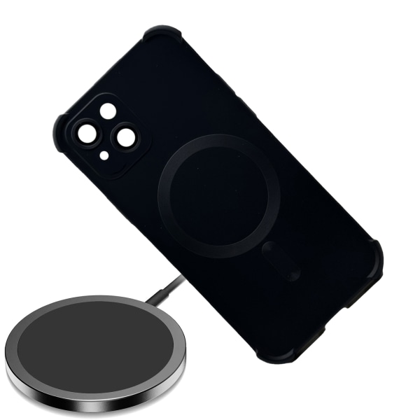iPhone 13 - silikonikuori, jossa on magneettinen iskusuoja Lila