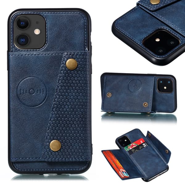 iPhone 12 - Praktisk stilfuldt cover med kortholder Grå