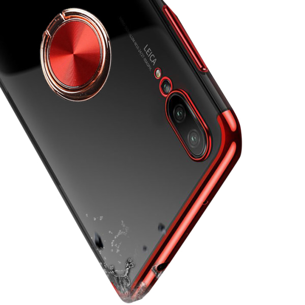 Huawei P20 - Stilfuldt silikonecover med ringholder Röd