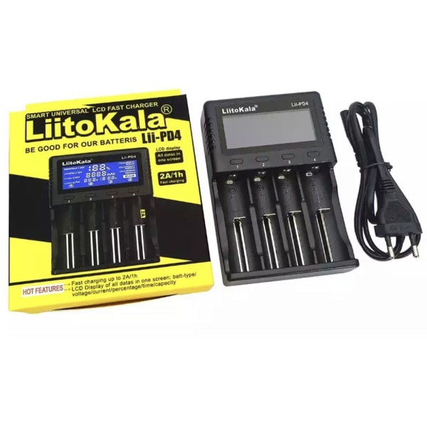 LiitoKala Lii-PD4 18650 26650 4-slot Batteri Snabbladdning Svart 7d41 |  Svart | Fyndiq