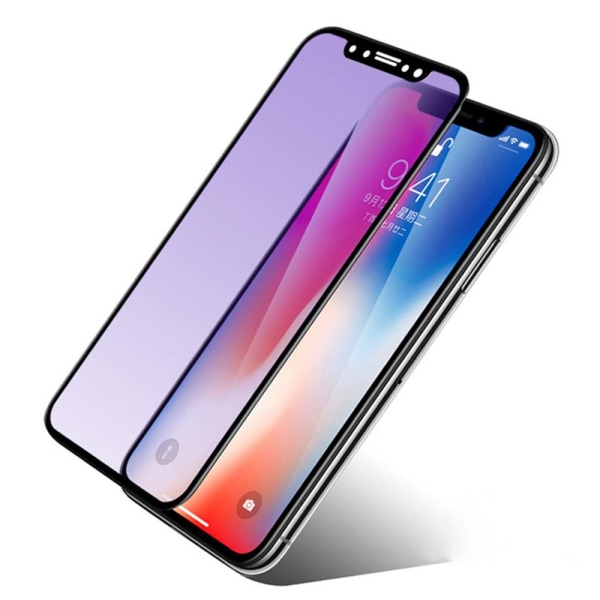 iPhone XS Max 2-PACK Skärmskydd Anti-Blueray 2.5D Carbon 9H 0,3mm Transparent/Genomskinlig