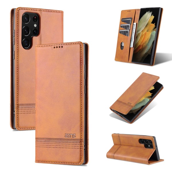 Samsung Galaxy S22 Ultra - Stilig og praktisk AZNS-lommebok Mörkbrun