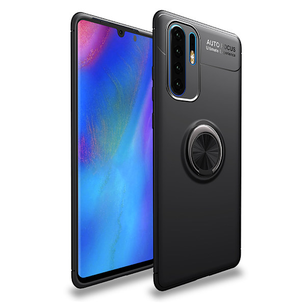 AUTO FOCUS Stilsäkert Skal med Ringhållare - Huawei P30 Pro Svart/Svart