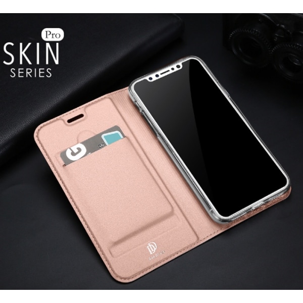 Stilrent Fodral med Kortfack (SKIN Pro SERIES) till iPhone X/XS Roséguld