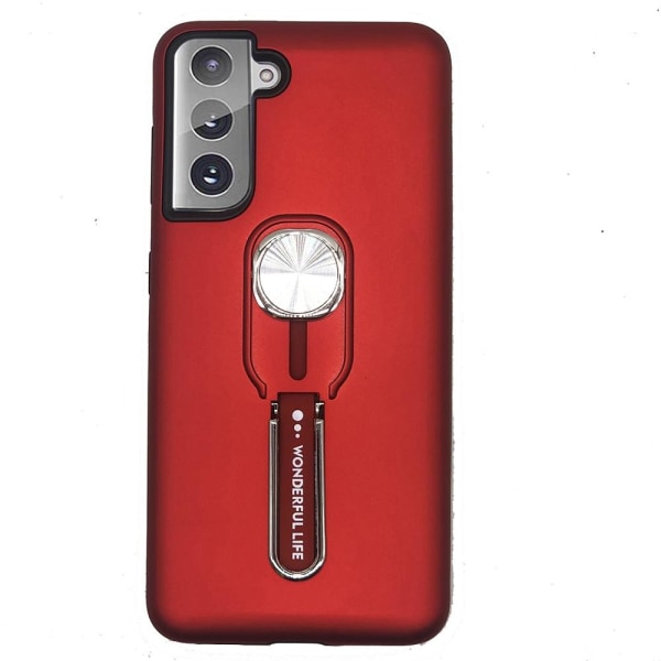 Samsung Galaxy S21 - Praktiskt Skyddande Skal med Hållare Röd