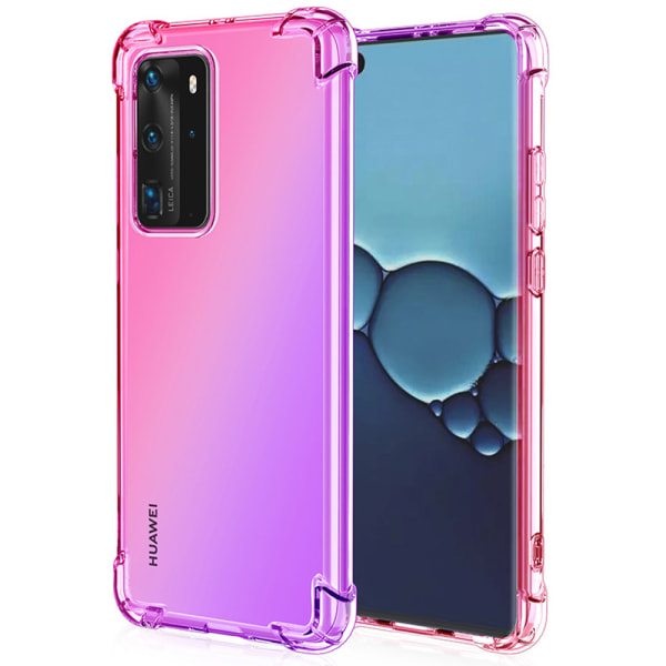 Huawei P40 Pro - Stilsäkert Silikonskal Blå/Rosa