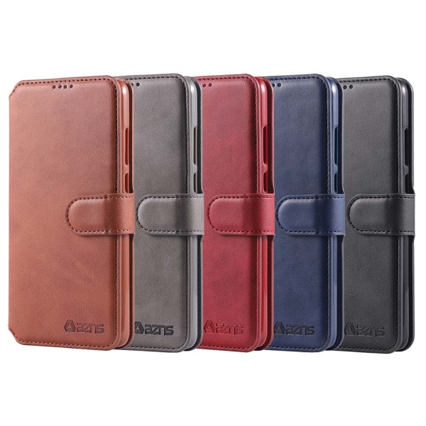 Robust slitasjebestandig lommebokdeksel (AZNS) - Samsung Galaxy S10 Röd