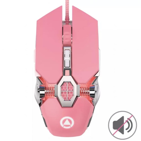 Gamingmus Silent LED Ergonomisk Rosa Rosa