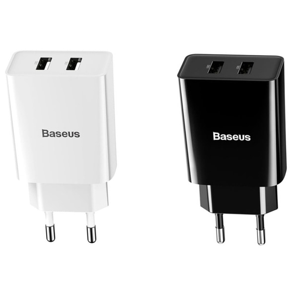 Baseus Mini Dual USB vægoplader Vit