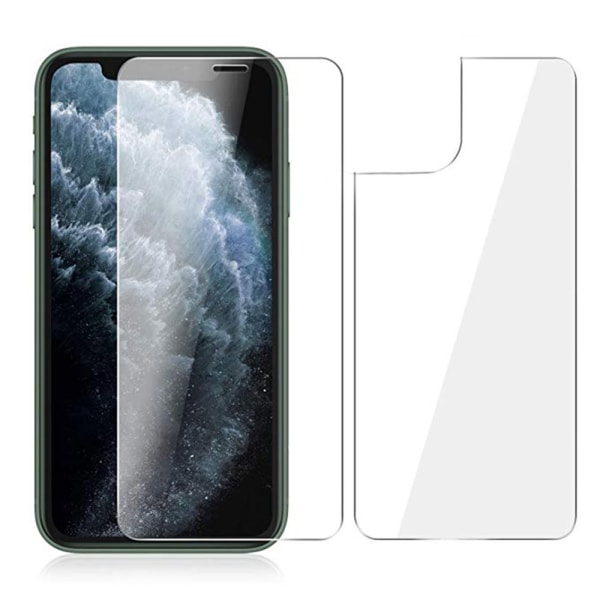 iPhone 11 Pro Max edessä ja takana 2.5D näytönsuoja 9H Transparent/Genomskinlig