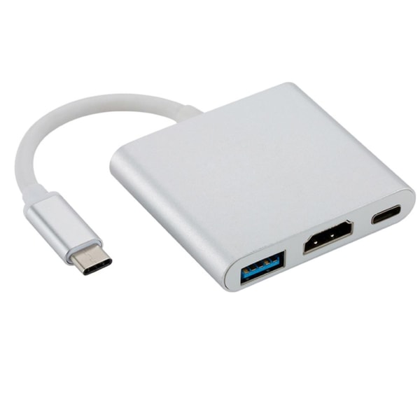USB 3.1 Type-C Adapter HDMI USB Grå