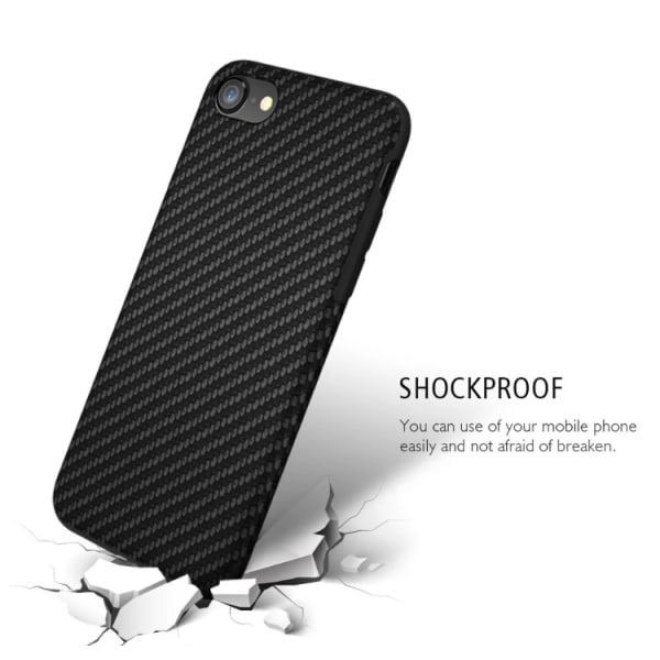 IPhone 6/6S Silikon/gummi skal med en effektfull Carbondesign Vit Vit