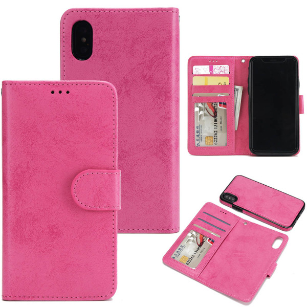 LEMAN Wallet cover med magnetisk funktion - iPhone XR Rosa