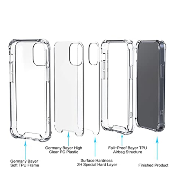 iPhone 12 - Stilig og beskyttende Floveme silikondeksel med Korth Transparent
