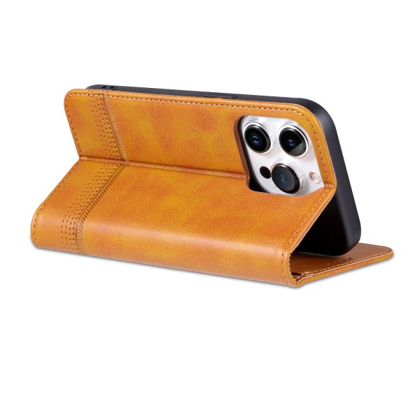 iPhone 15 pro max - Magnetisk PU Läder med 3 kortfack Brown