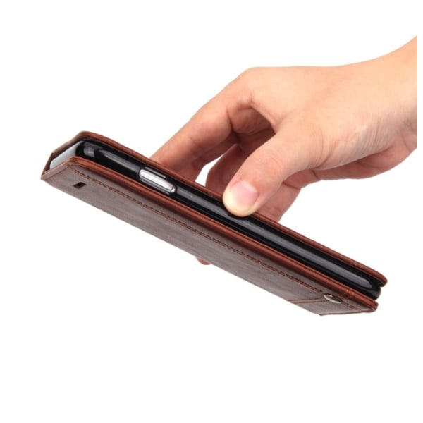 iPhone X/XS - RUSTIC Wallet etui Ljusbrun