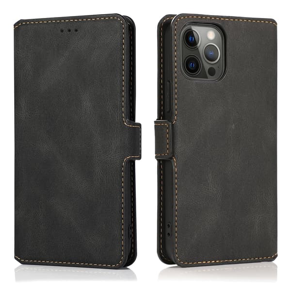iPhone 15 Pro -  Elegant Flip Fodral i Läder Grön