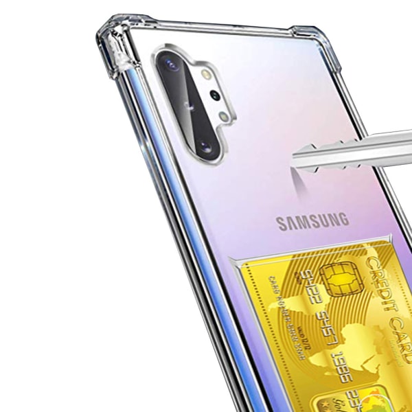 Samsung Galaxy Note10 Plus - Skal med Kortfack Transparent/Genomskinlig