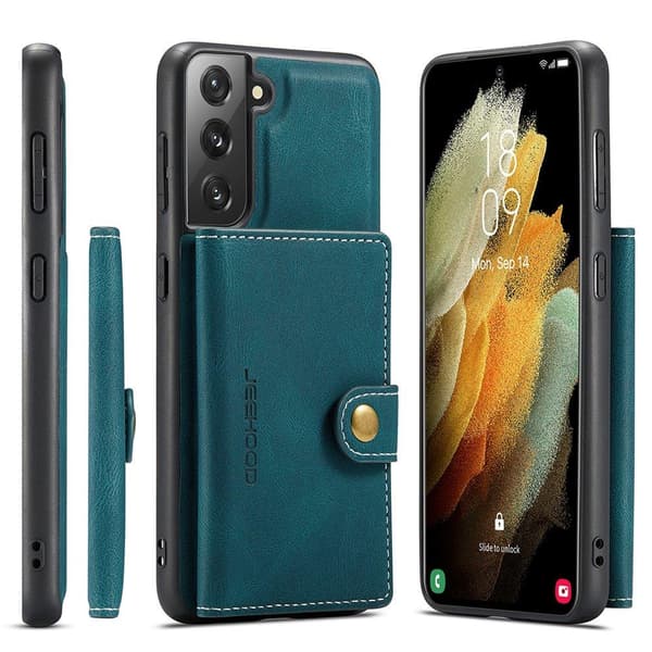 Samsung Galaxy S21 - Elegant Skyddsskal med Kortfack Svart