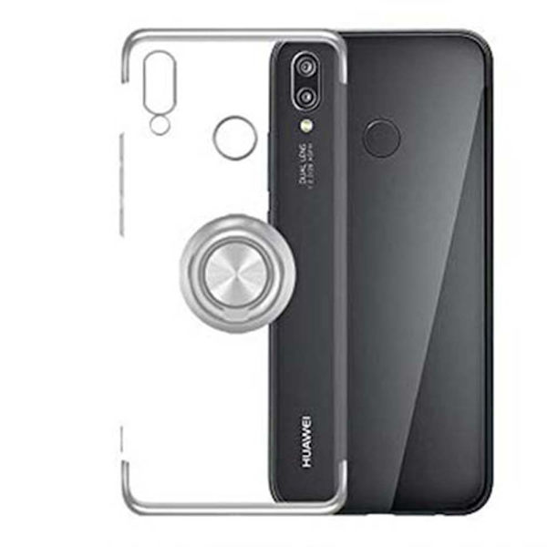 Exklusivt Silikonskal med Ringhållare - Huawei P Smart 2019 Silver