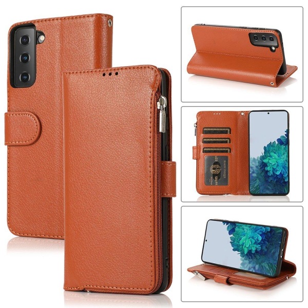 Samsung Galaxy S21 - Exklusivt Effektfullt Plånboksfodral Roséguld