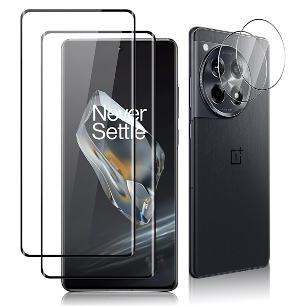 1 set OnePlus 12 Skärmskydd 3D 0,3mm + Kameralinsskydd