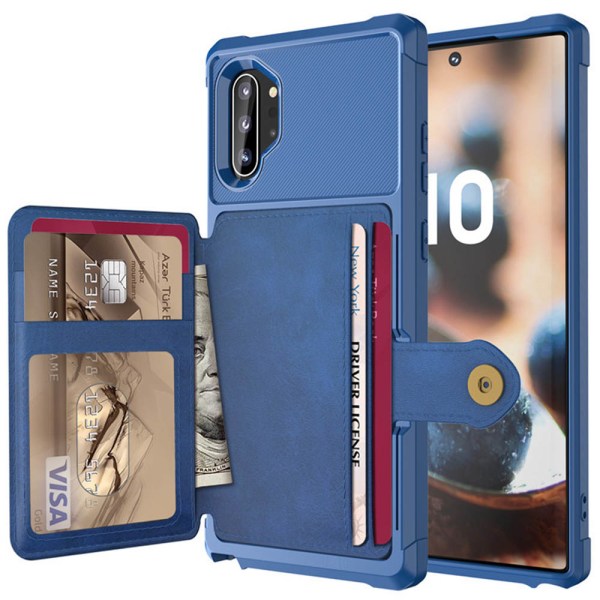 Tyylikäs Smart Case korttilokerolla - Samsung Galaxy Note10+ Blå