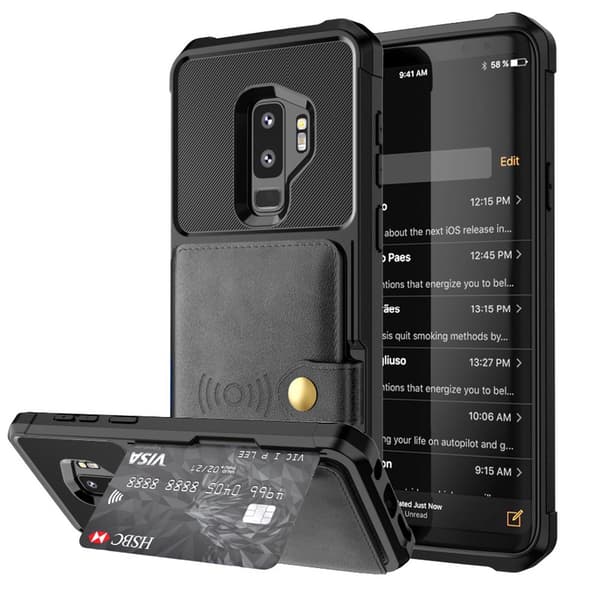 Samsung Galaxy S9+ - Smart Skyddande Skal med Kortfack Blå