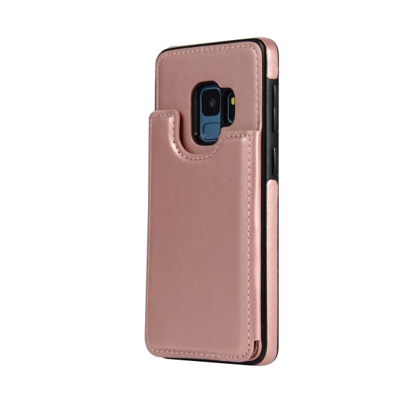 Läderskal med Plånbok/Kortfack till Samsung Galaxy S9 Roséguld