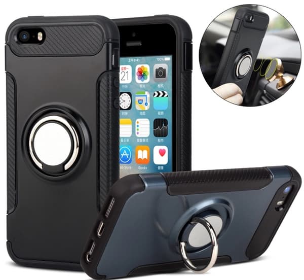 FLOVEMES Hybrid-Carbonskal (Ringhållare) iPhone 8Plus Guld