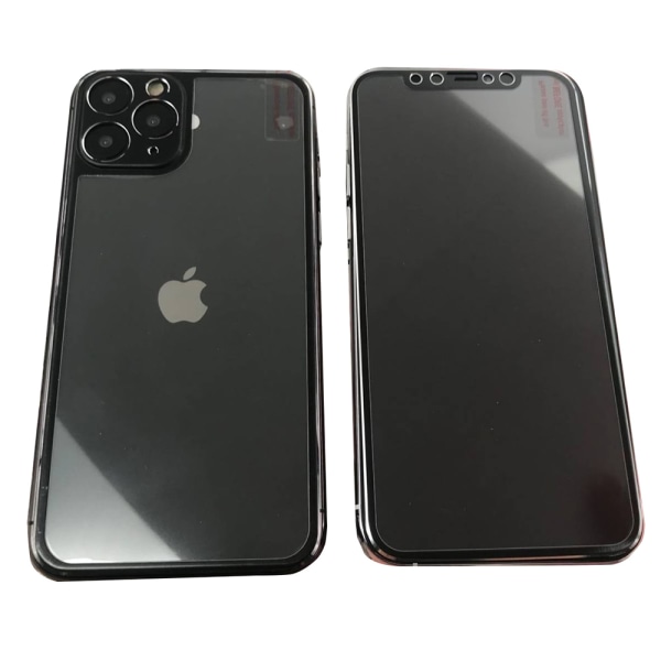 For- og bagside af aluminium skærmbeskytter 9H HD-Clear iPhone 11 Pro Silver