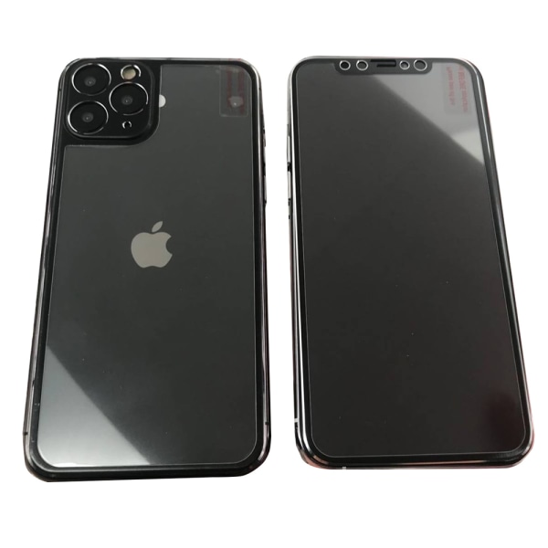 For- og bagside af aluminium skærmbeskytter 9H HD-Clear iPhone 11 Pro Svart