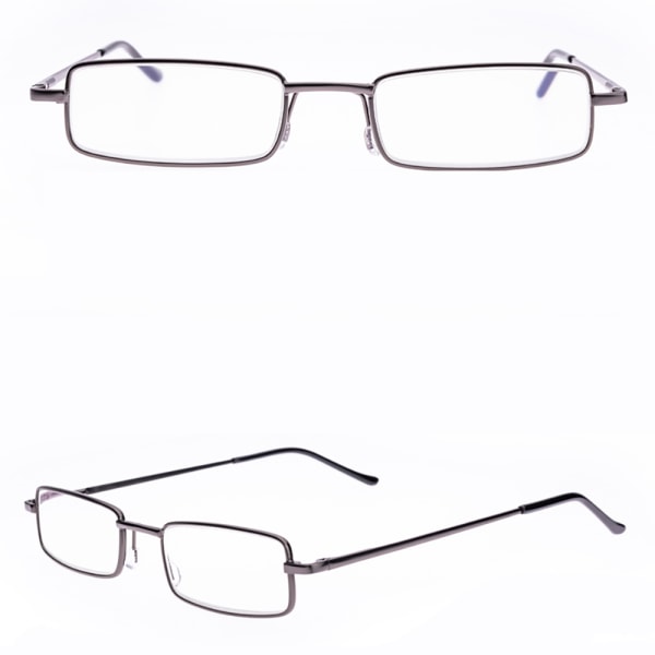 Læsebriller med styrke (+1.0 - +4.0) med bærbar metalæske Grå +2.5