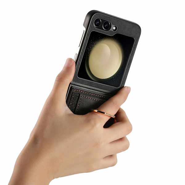 Samsung Galaxy Z Flip 5 - Ringhållare Stötsäkert Korthållarskal Black