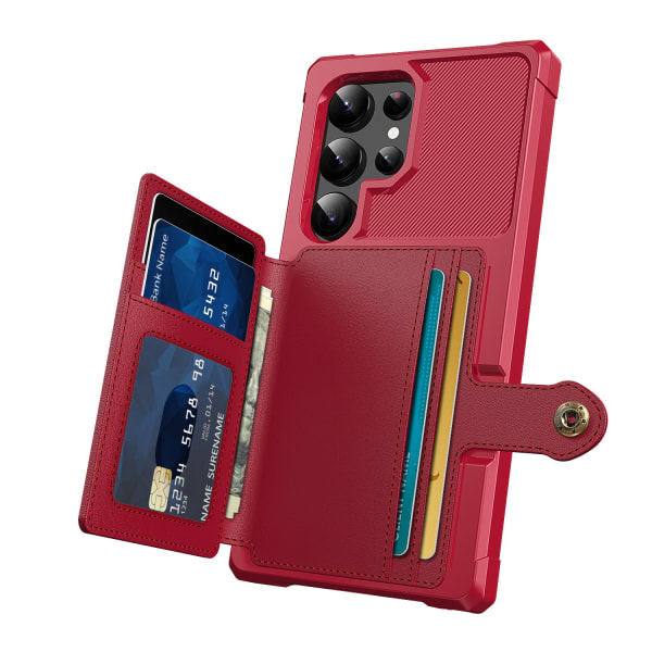 Samsung Galaxy S24 Ultra - Elegant Plånboksfodral Läder i Snygga Färgval Röd