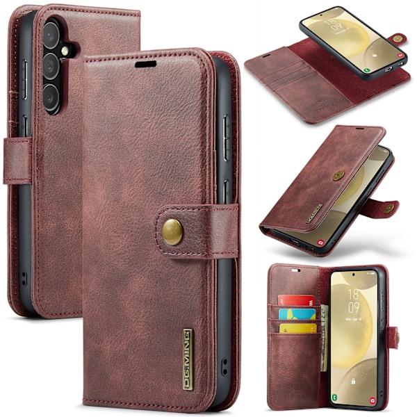 Galaxy S23 Plus - 2-i-1 Läderfodral i Retrodesign Röd