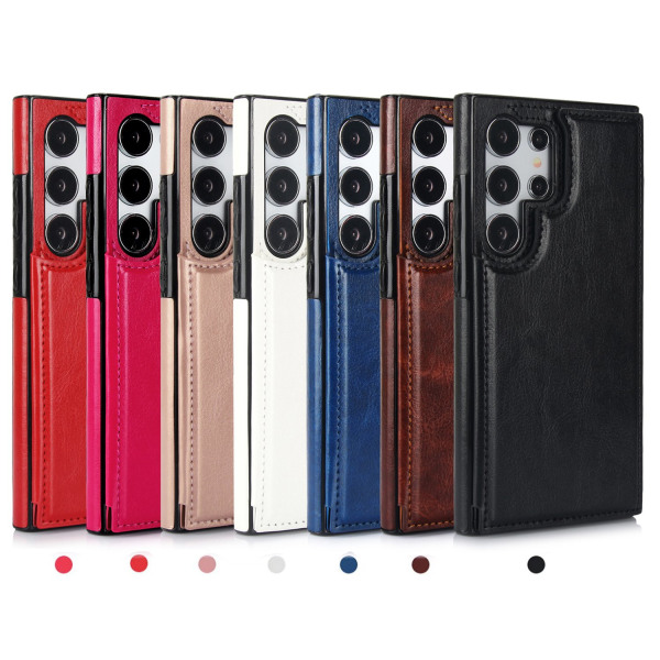 Samsung Galaxy S24 Ultra - Tyylikäs kansi lompakko-/korttilokerolla Röd