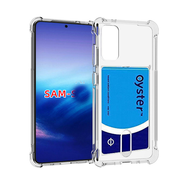 Samsung Galaxy S20 Plus - Stötdämpande Skal med Korthållare Transparent/Genomskinlig