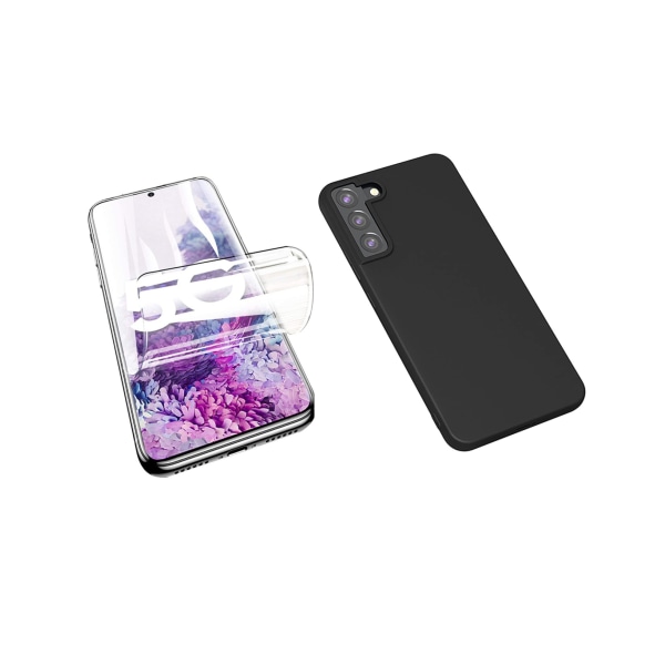 Samsung Galaxy S22 Mattbehandlat Tunt Skal & Hydrogel Skärmskydd Svart