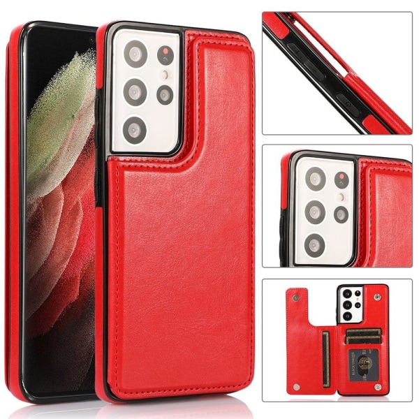 Samsung Galaxy S21 Ultra - Stilfuldt cover med kortholder Röd