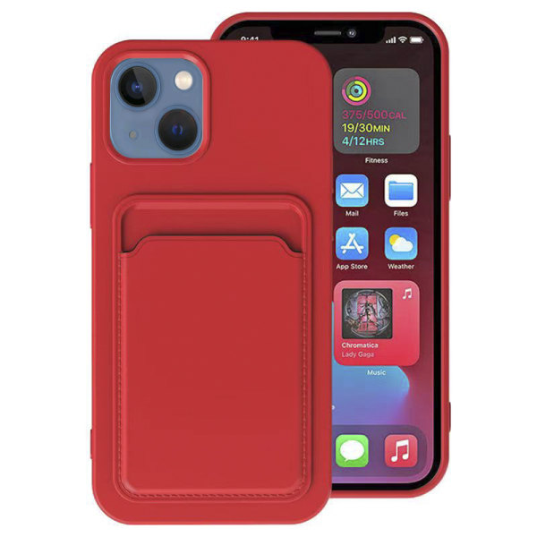 iPhone 13 Mini - Praktisk stilig deksel med kortholder Röd