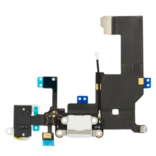 iPhone 5 - Laddkontakt med hörlursuttag och mikrofon Svart
