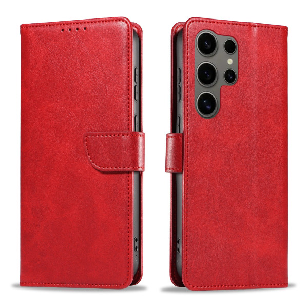 S24 Ultra - Elegant Läderplånboksfodral i 6 färger Brown