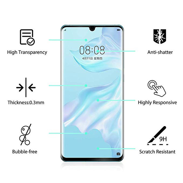 Skyddande HuTech Skärmskydd - Huawei P30 Pro Transparent/Genomskinlig