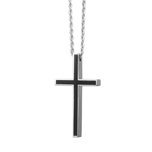 Stilrent Slittålig Kors Halsband Hög Kvalitet Svart/Silver