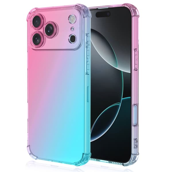 iPhone 17 Pro Max Silikon-Gel Skal  Skydd som håller Blå/Rosa